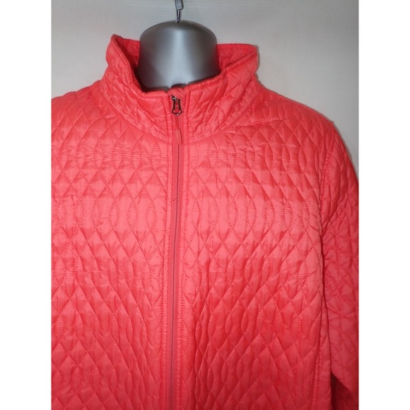 Lands' End Quilted Permaloft Jacket Women 3X full Zip Lightweight WARM Orange - Picture 2 of 6